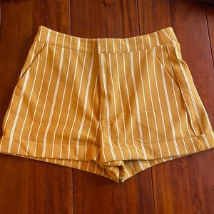 High-waisted Mustard Shorts